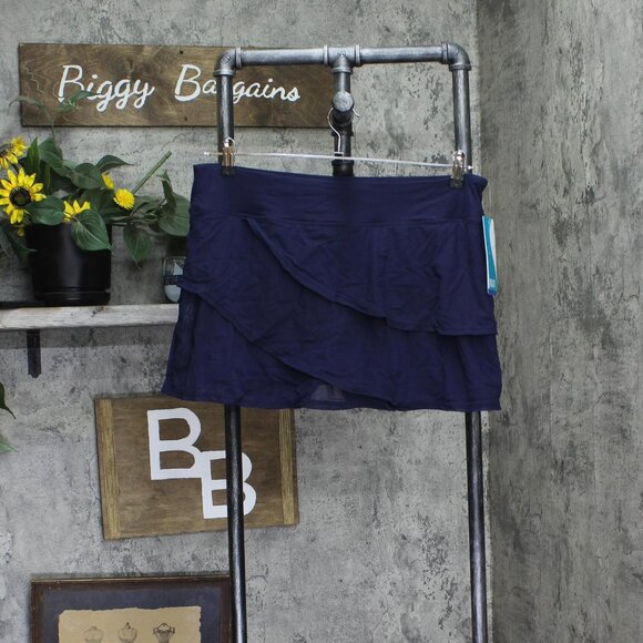 NWT Coco Reef Mesh Ruffle Tiered Layer Swim Skort Skirt Navy Captain Blue XL - Picture 3 of 8